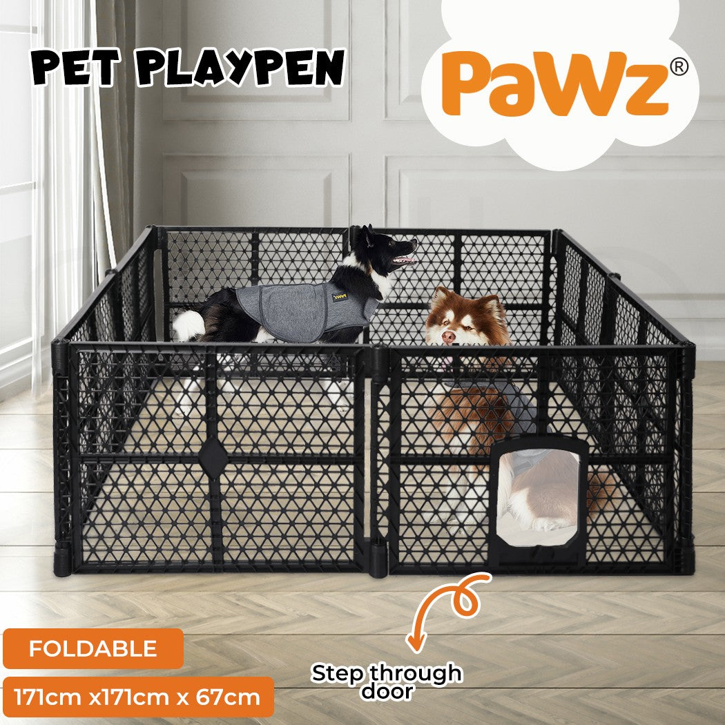 Pawz 8 Panel Dog Playpen Cage Enclosure Fence Puppy Plastic Play Pen Foldable