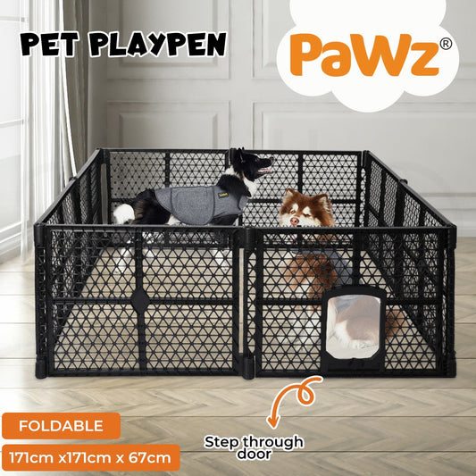 Pawz 8 Panel Dog Playpen Cage Enclosure Fence Puppy Plastic Play Pen Foldable