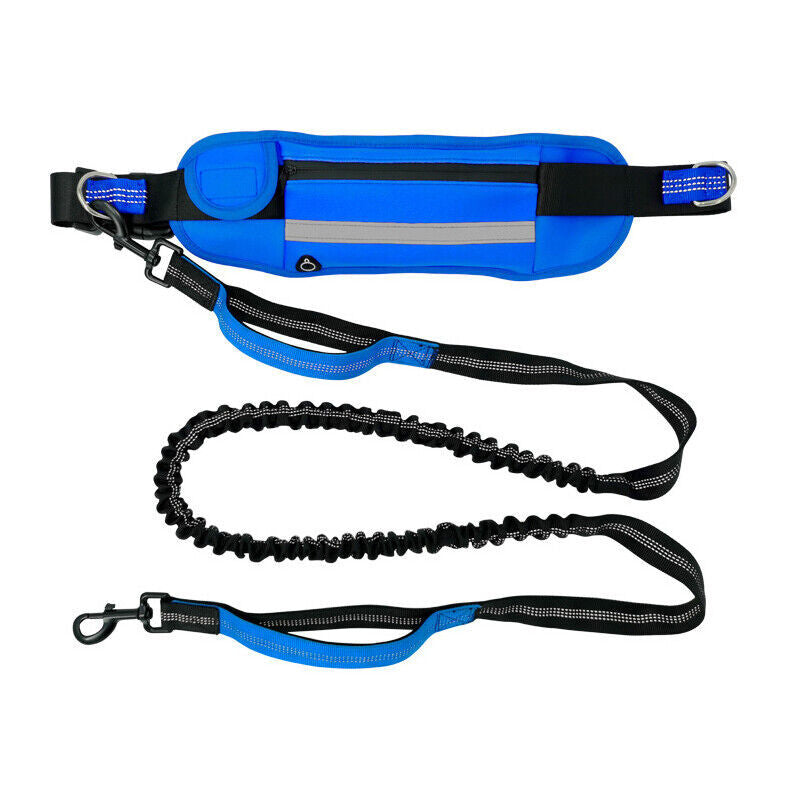 Adjustable Hands-Free Dog Leash Lead + Waist Bag Belt
