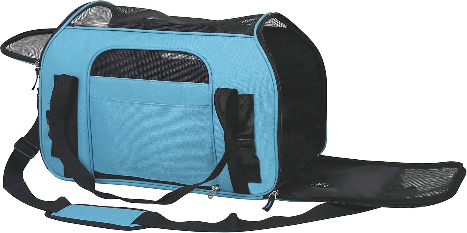 Soft Sided Pet Carrier (3 Year Warranty, Airline Approved), Multiple Sizes and Colors Available (Medium: 17" L X 9" W X 12" H, Sky Blue)