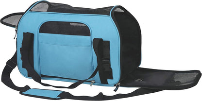 Soft Sided Pet Carrier (3 Year Warranty, Airline Approved), Multiple Sizes and Colors Available (Medium: 17" L X 9" W X 12" H, Sky Blue)