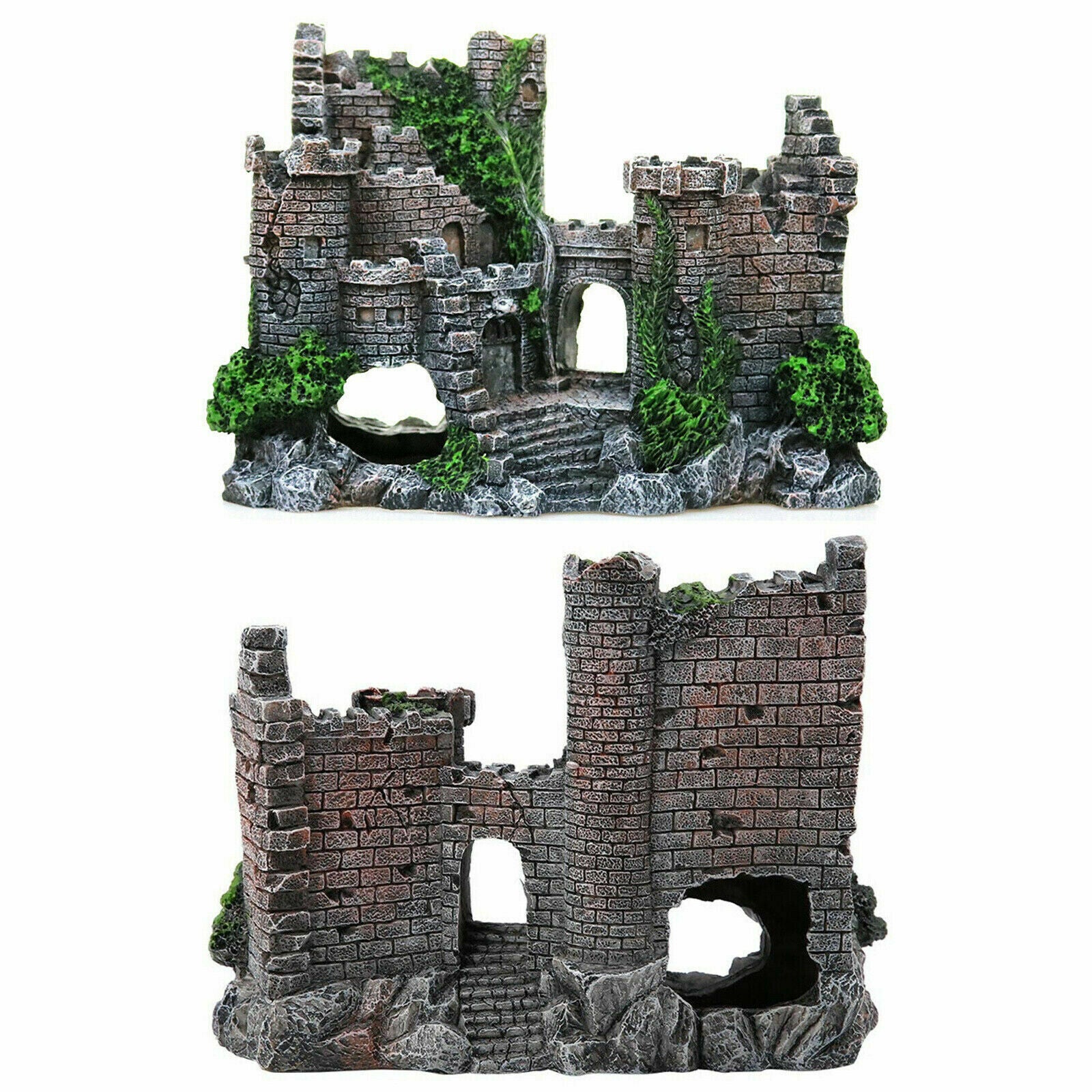 Aquarium Decor Fish Tank Ornament Landscape Ancient Castle Tower Hide Cave Resin