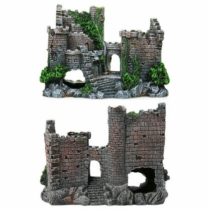 Aquarium Decor Fish Tank Ornament Landscape Ancient Castle Tower Hide Cave Resin