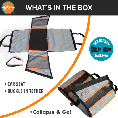 Buckle N' Go Dog Car Seat for Large Dogs, Waterproof Fabric with Breathable Mesh & Adjustable Dog Seat Belt for Car, Dog Hammock for Car, Dog Carrier Dog Car Seat Cover - Gray MD/LG