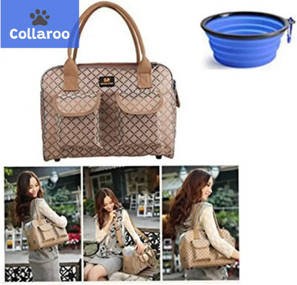 (M) -  Dog Carrier Bag Pet Tote Bag Doggie Handbag Cat Purse Puppy Pouch , Free Collapsible Dog Bowl Included